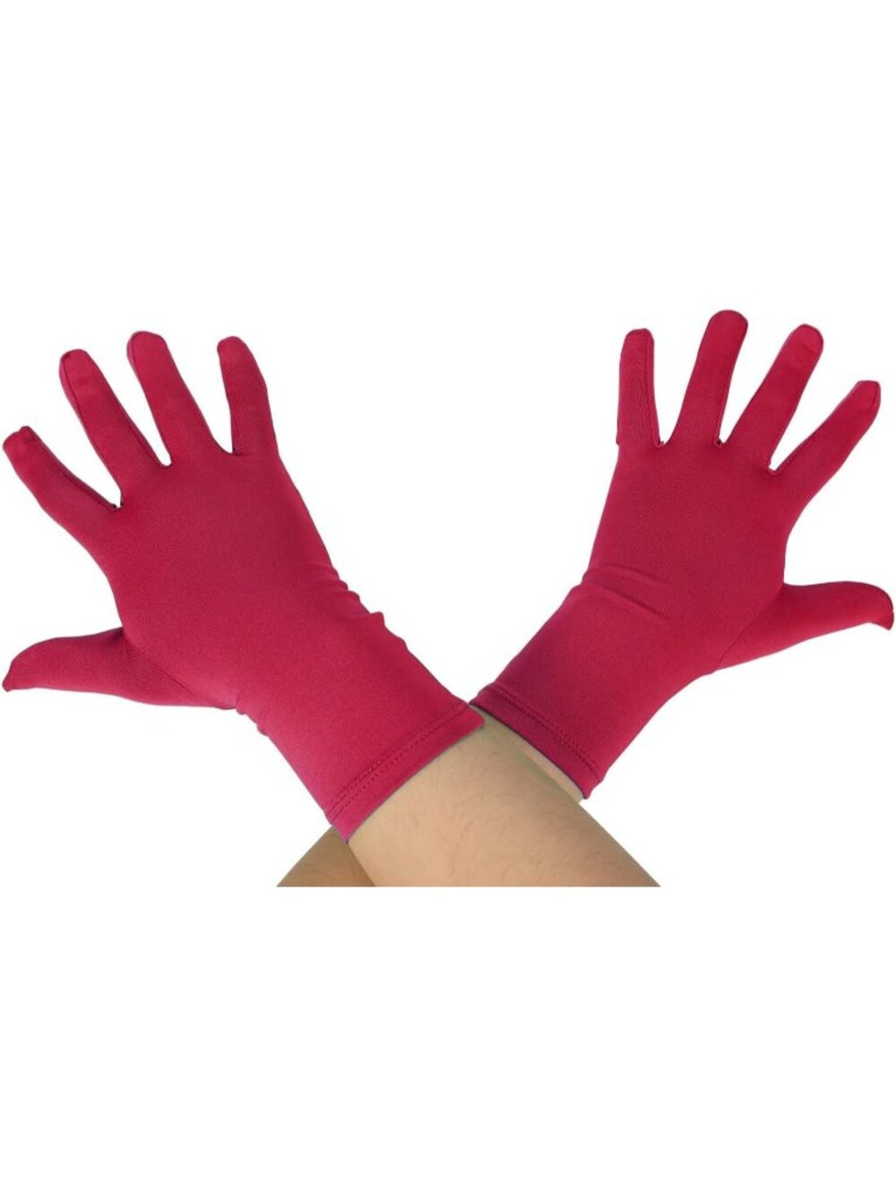 Women's Red 9.5“ Unisex Short Spandex Length Stretchy Costume Gloves